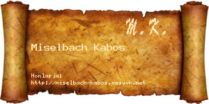 Miselbach Kabos névjegykártya